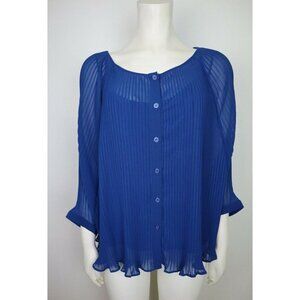 JESSICA SIMPSON - WOMEN'S BLUE PLEATED BLOUSE TOP - SIZE M - BATWING